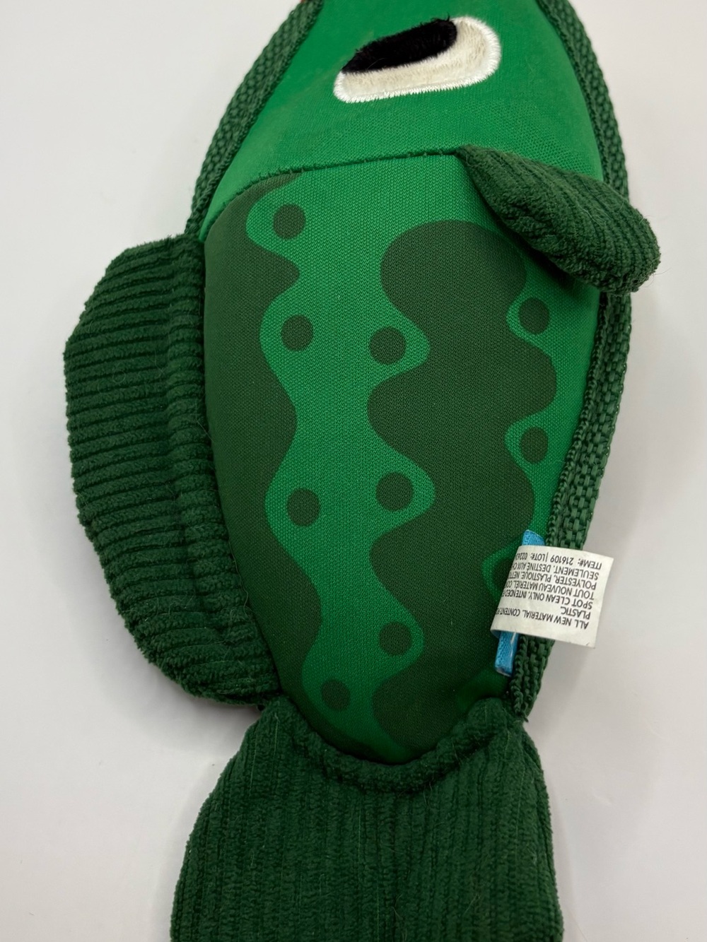 BARK Box Big Squeak Bass Big Shake Lake Green Plush Treat DOG TOY